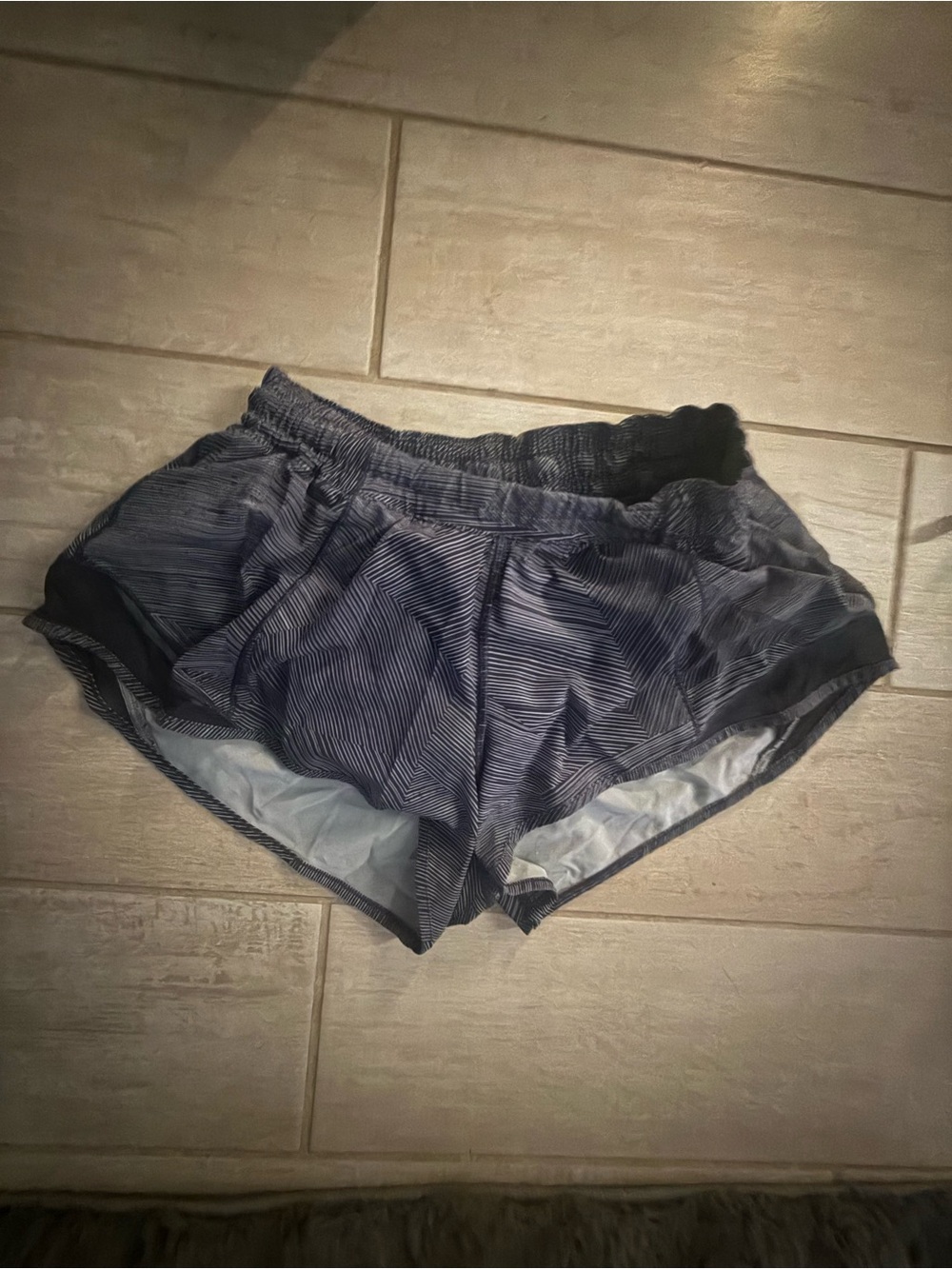 Lululemon Women's Navy Striped Athletic Running Shorts